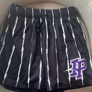 Inaka Power Black and White Striped Athletic Shorts